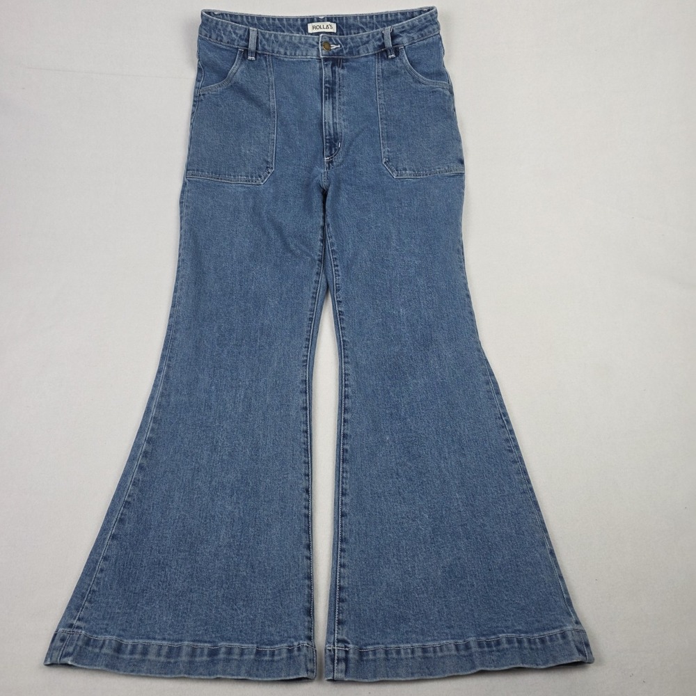 Rollas Eastcoast Flare Jeans Womens 33x32 Denim High Rise Aussie 15 Boho Hippie